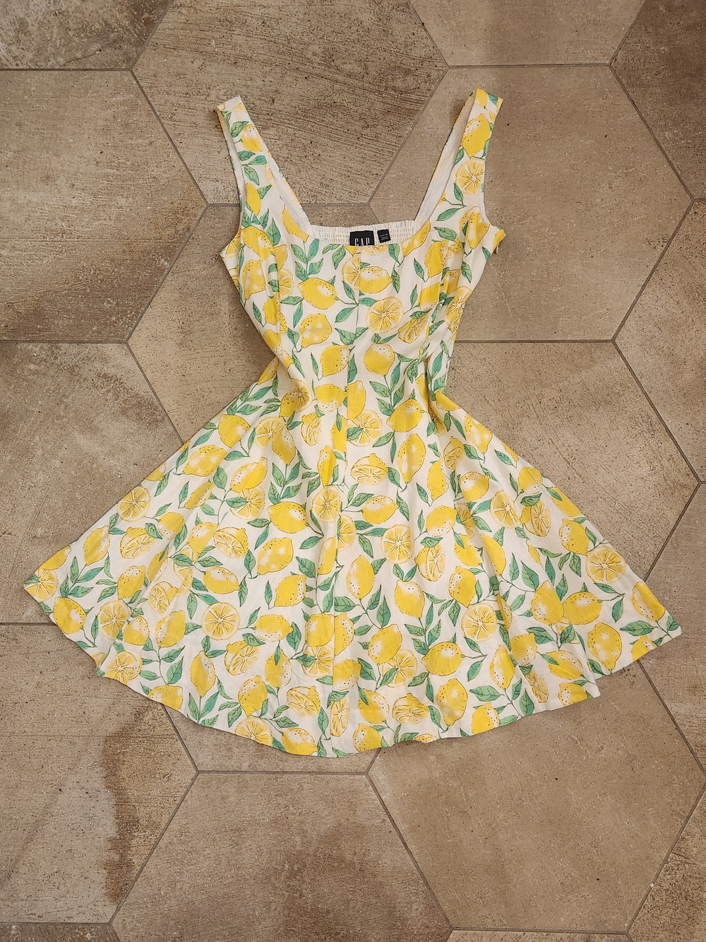 GAP Yellow & White Lemon-Print Sleeveless Mini Dress